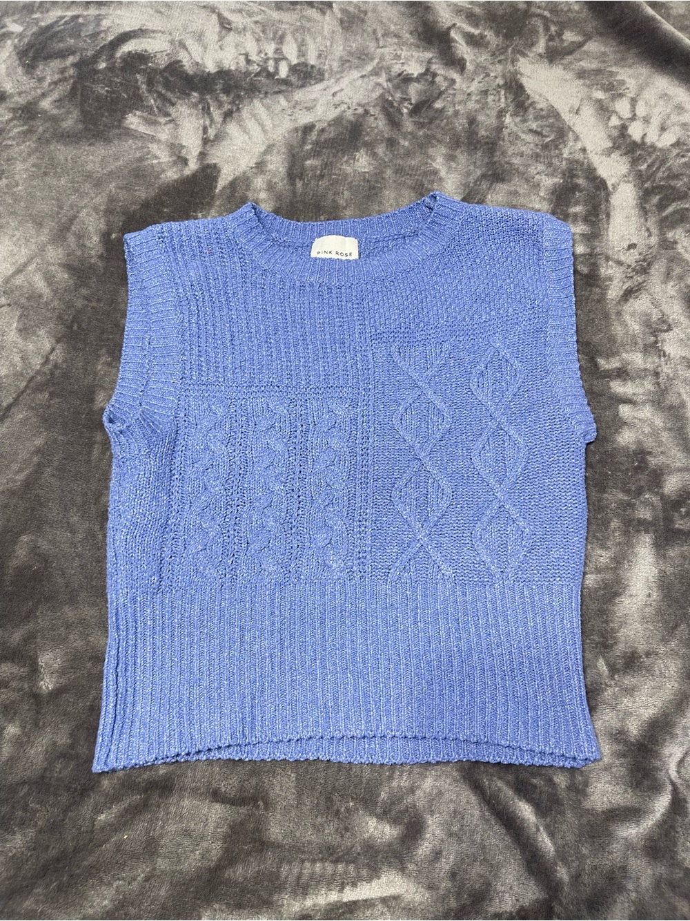 Blue/purple colored Knit Cable Sleeveless Sweater Vest